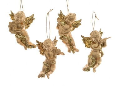 4-teiliges Engel Figuren Set golden